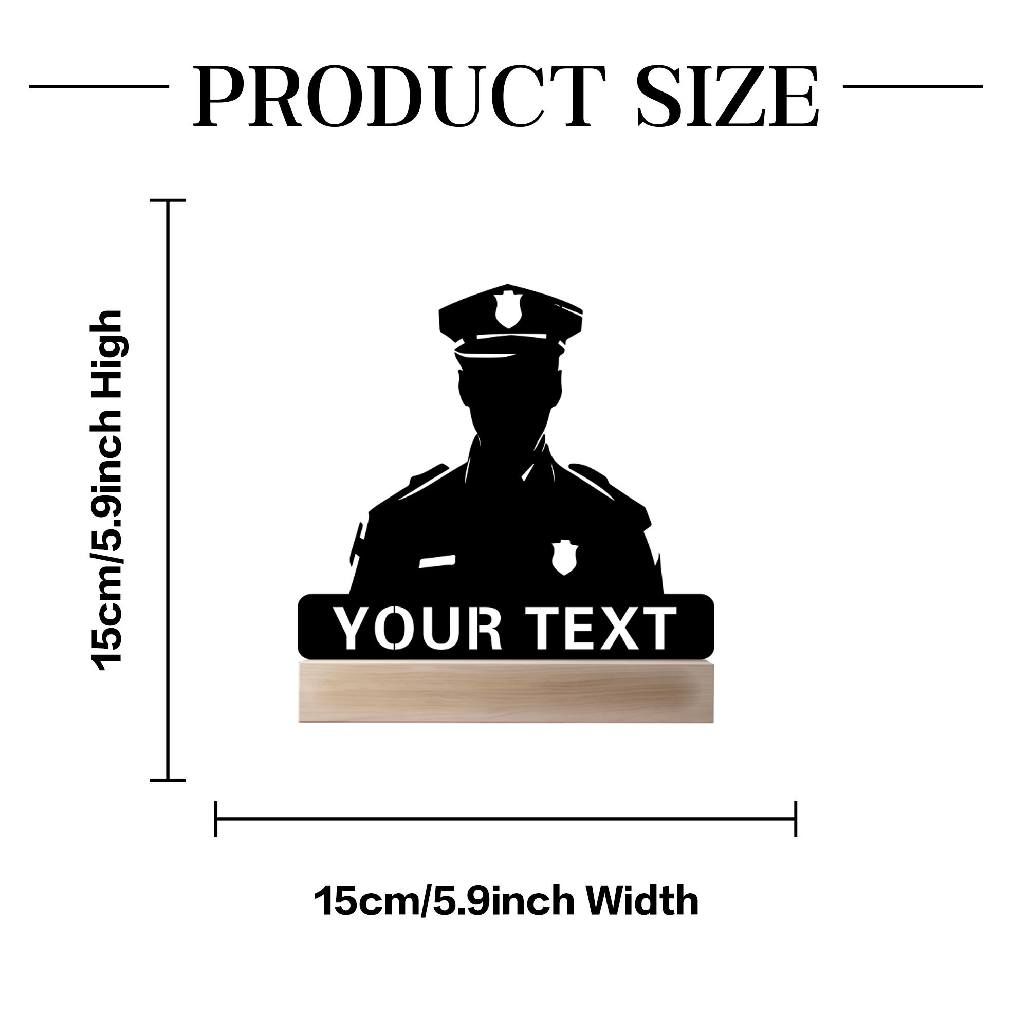 

1pc Abstract Solemn police Custom Name Metal Statue With Wood Base Iron Ornament Tin Sculpture Handicraft With Wood Base TY-TB-TO51-15X15cm
