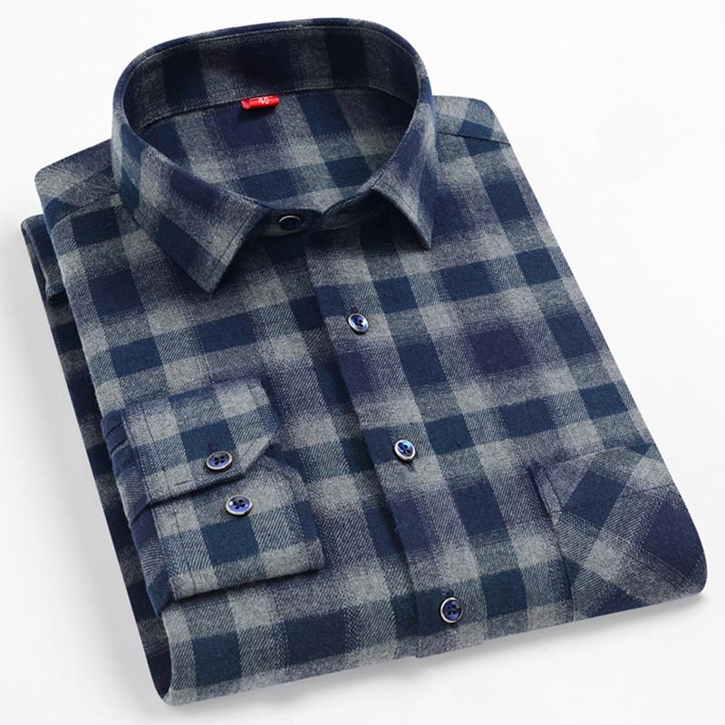High Quality Men's Autumn New Long Sleeve Shirt Soft Fit British Style Home Leisure 100% Cotton Plaid Stripe Outdoor Travel Tops