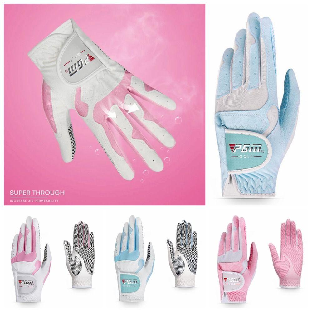 

Дышащие женские спортивные перчатки с улучшенной системой захвата, перчатки для гольфа с полным пальцем, подарок для гольфиста 18 белый/розовый