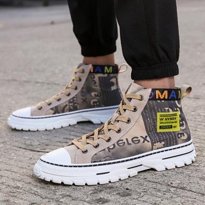 Zapatos de Lona de Caña Alta para Hombre de Otoño Bota de Trabajo Camuflaje de Piel de Cerdo Talla Grande Zapatos de Plataforma Combinan con Todo Zapatos de Tela Casuales