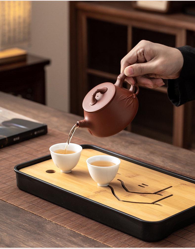 2026 Bamboo Tea Tray: Light Luxury, Small Draining Table with Water Storage and Dry Brew Design