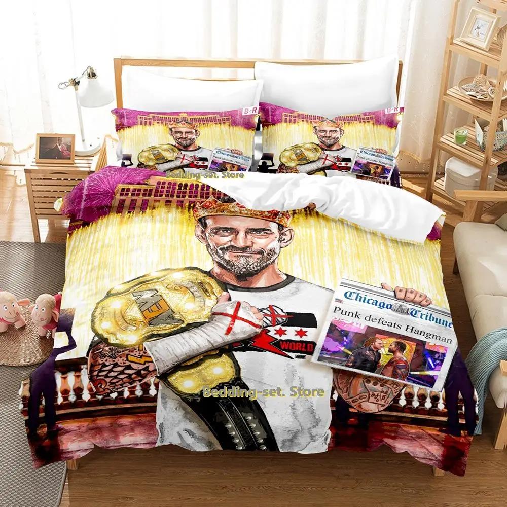 Cm Punk Aew The Best In The World Bedding Set Single Twin Full Queen King Size Bed Set Adult Kid Bedroom Duvetcover Sets