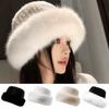 Faux Fur Faux Fur Bucket Hat Thick Fleece Inner Face Slimming Basin Hat  Outdoor Cold Proof