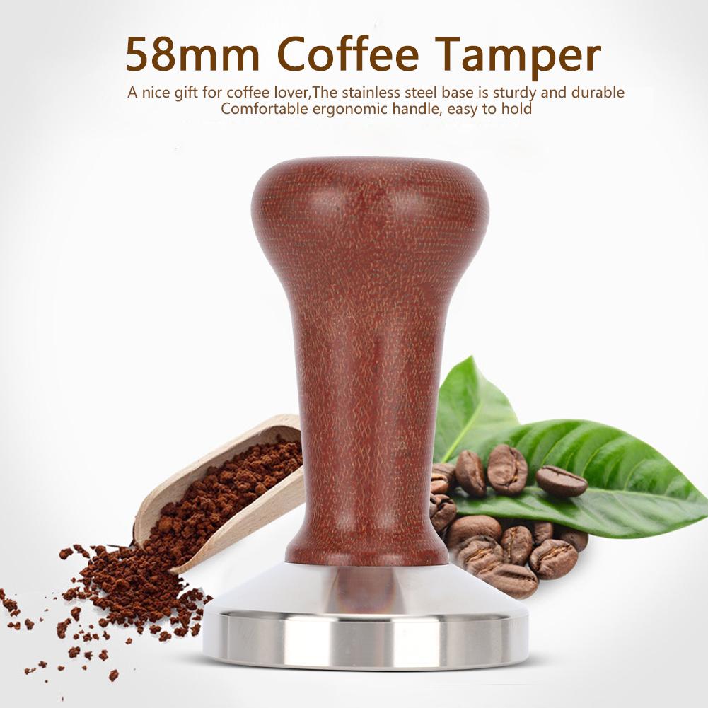 58mm Edelstahl Holzgriff Kaffeetamper Kaffeepulver Presswerkzeug für den Heimgebrauch