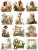 12Pcs/Pack Green Courtyard Sticker DIY Craft Scrapbooking Album Junk Journal Decorative Stickers