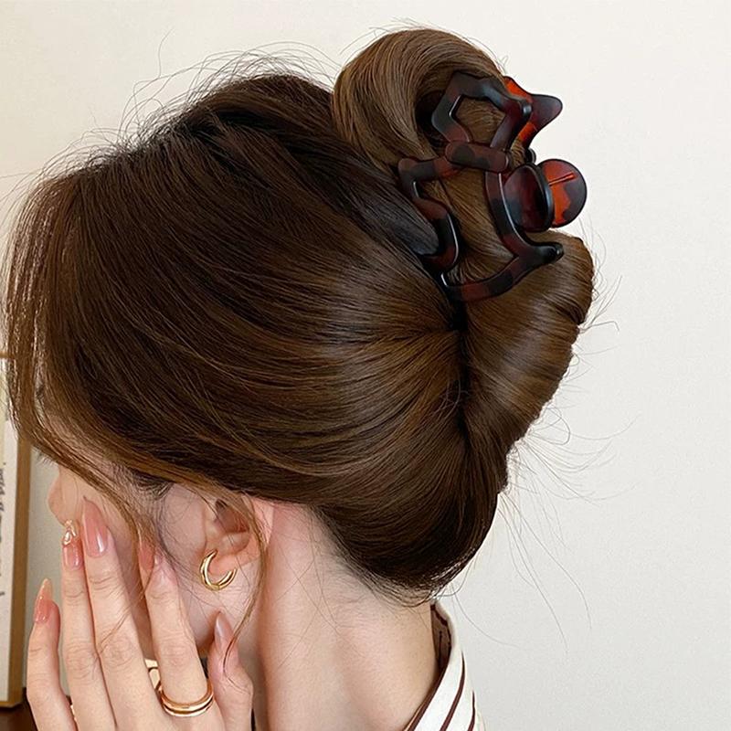 New French Resin Dog Hair Claws for Women Cute High Ponytail Back of Head Hairpin High-End High Volume of Hair Accessories Gift