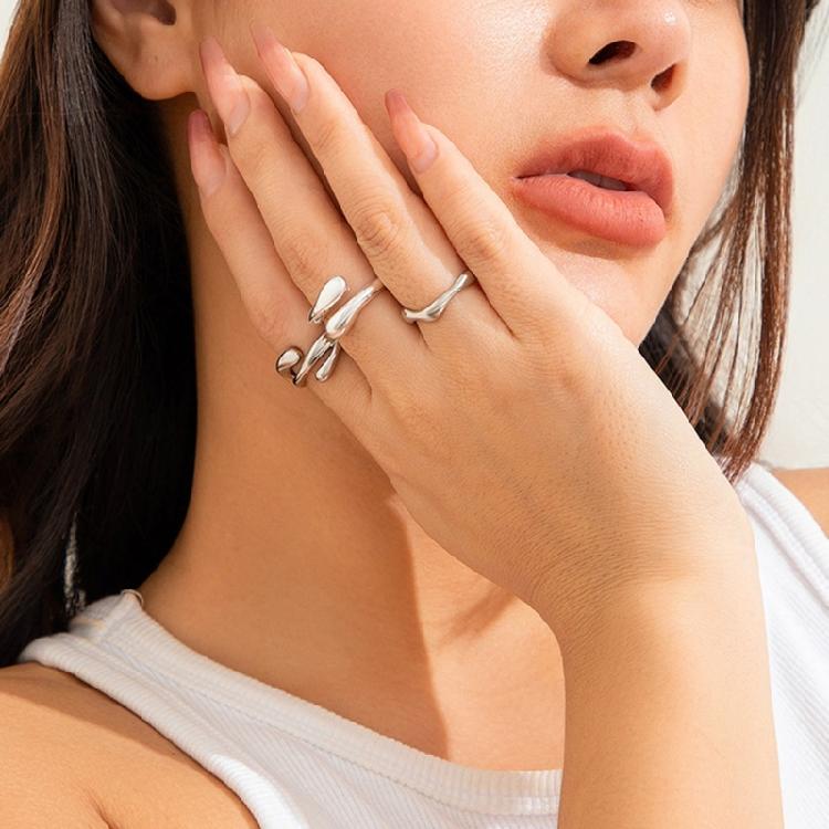 Pack of 3 Irregular Rings Accessory Bendable Rings Jewelry Set for Style Seekers