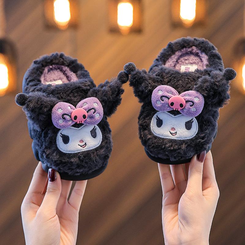 

Sanrio Girls Cute Princess Cotton Slippers - Non-Slip Warm Furry Indoor Shoes for Mother and Daughter 15.5CM Approx. 2-3 Years