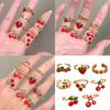 Elegant Cherry Rings Fashionable Rings Adjustable Open Rings Copper Texture Suitable for Dates Parties and Daily Outfits