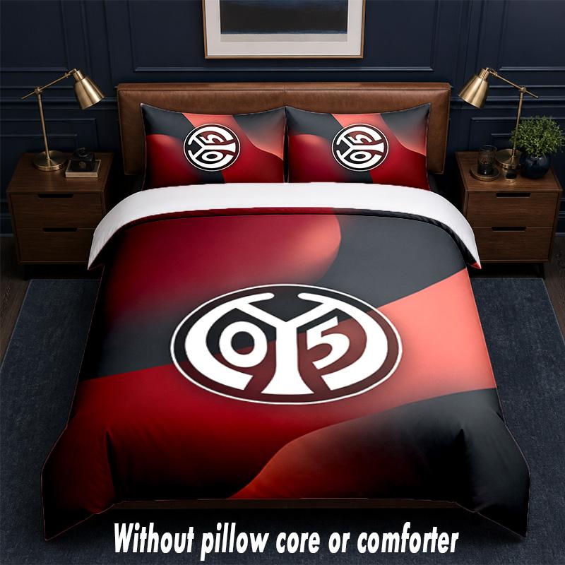 Mainz FC Design Bed Bedding Set 1 Duvet Cover + 2 Pillowcases Soft Breathable Household Bed Linens