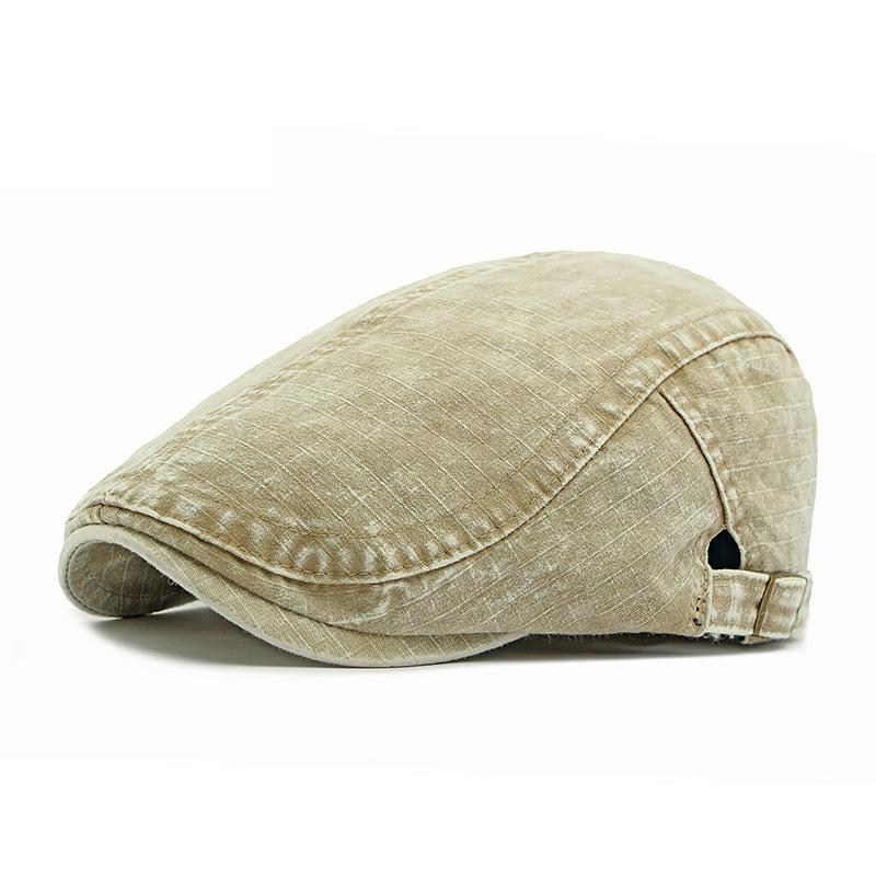 Men Beret British Vintage Denim Plaid Forward Hat Paintsman Hat Peaked Cap