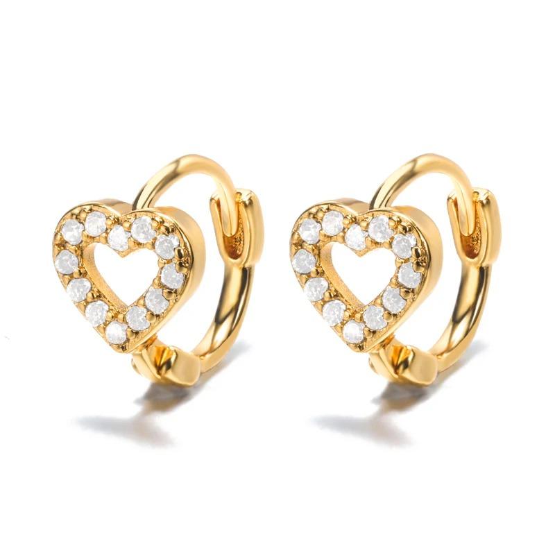 Hollow Zircon Heart Earrings For Women Stainless Steel Gold Color Heart Earring Luxury Wedding Couple Jewelry Gift Free Shipping