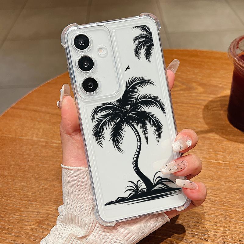 

Прозрачный тонкий чехол с принтом кокосовой пальмы для Samsung S25 S24 FE S23 Ultra S22 A56 A16 A36 A55 A15, защита объектива, противоударный мягкий силиконовый чехол для телефона Samsung A52 / A52s