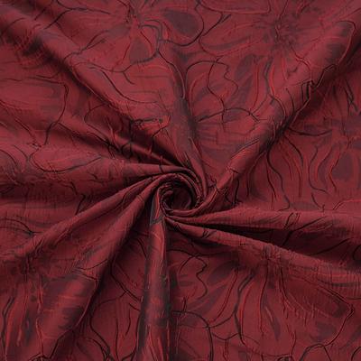 Classic French Style Embossed Dark Red Flower Texture Fabric 3D Flower Jacquard Fabric For Diy Sewing Cushion Dress Garments