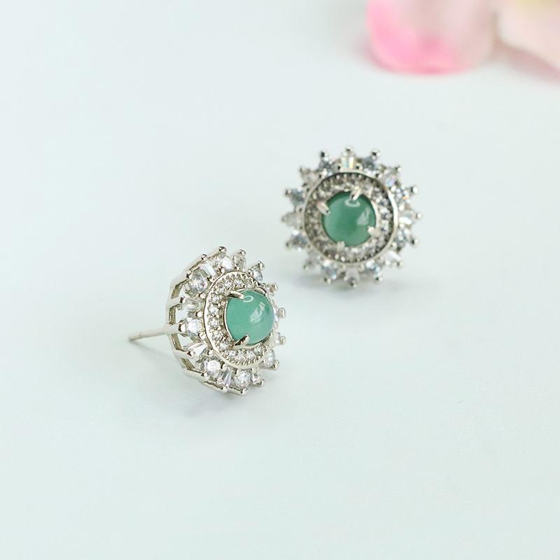 Earrings Natural Burma Jade Earrings Natural Stone Myanmar Jade Blue Jadeite Earrings for Women