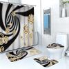 4Pcs Shower Curtain Set with Non-Slip Bath Mat, Toilet Lid Cover, Contour Rug & 12 Hooks, Bathroom