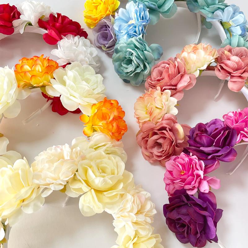 Floral Headband For Women Girls Artificial Bohemian Flower Crown Fashion Hair Accessory For Wedding Festival Party