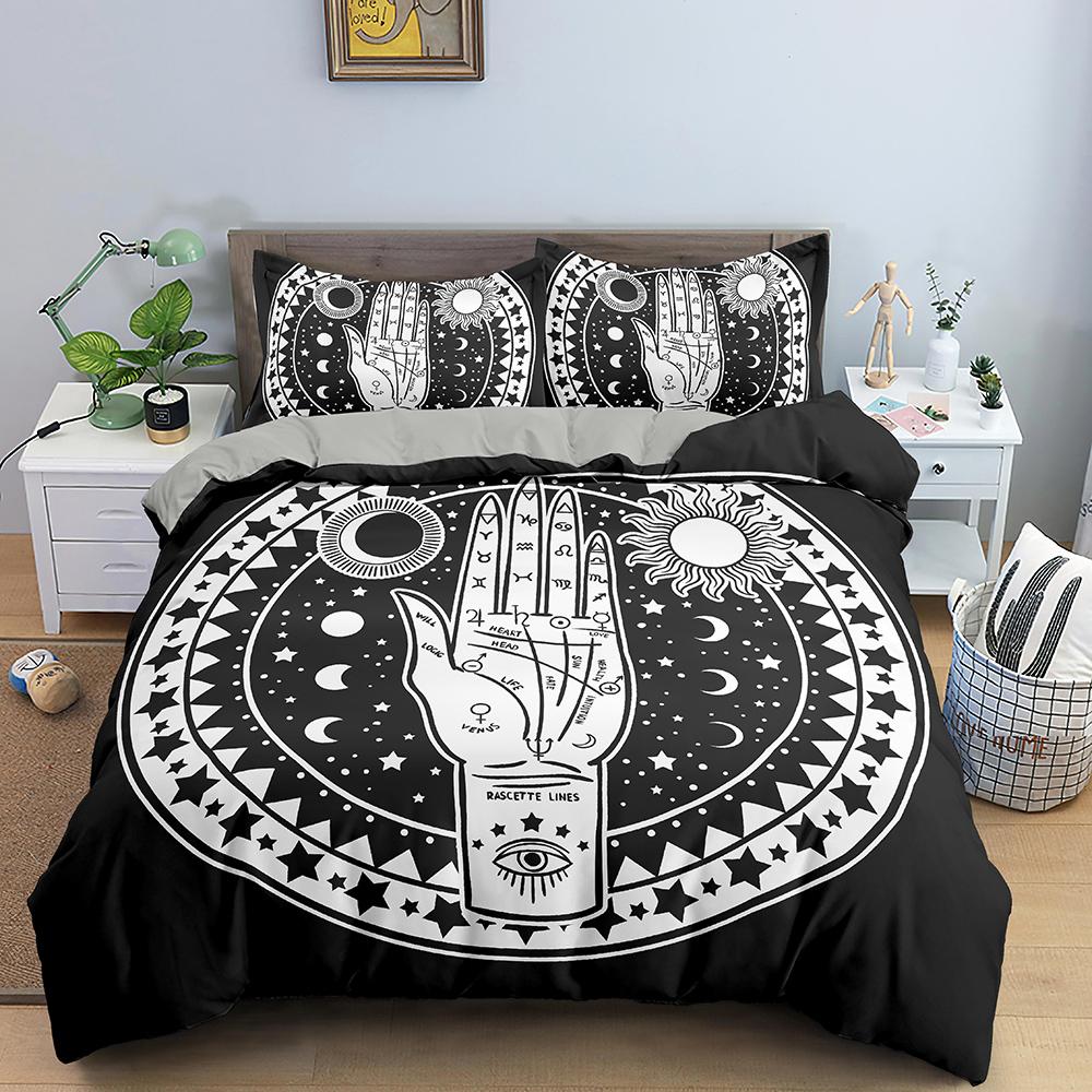 Divination Theme Duvet Cover Set Polyester Bedding Set Moon Sun Constellation Pattern King Queen Twin Size For Boys Girls Teens