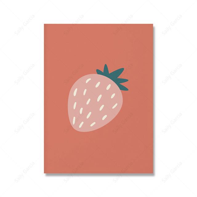 

Мультфильм фрукты еда холст картина яблоко груша лимон банан клубника плакат настенные художественные фотографии для столовой Декор ресторана 21*30cm