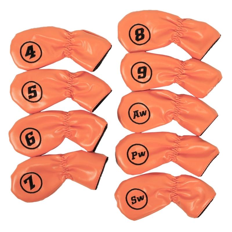 

9Pcs Golfs Club Head Cover Golfs Club Cover Iron Headcover PU Leather Iron Head Cover Waterproof Golfs Putter Cover Set