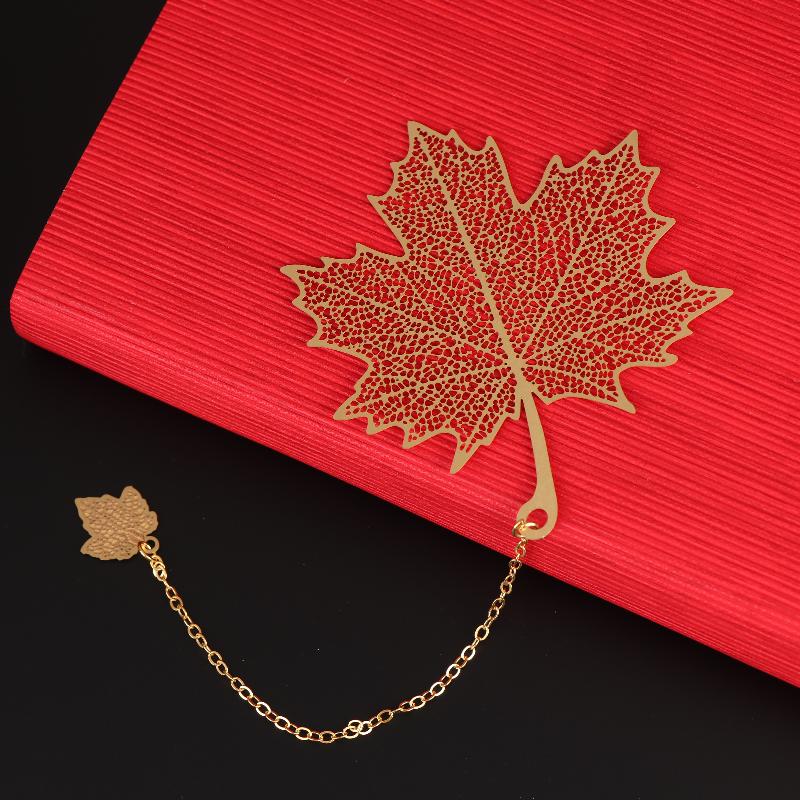 Chinese Style Stationery Retro Metal Bookmarks Hollow Ginkgo Biloba Maple Leaf Lotus Vein Book Marks Gifts