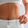 Sexy Beach Resort Wind Gravel Waist Chain Female, Trendy Punk Metal Chain Multi-Layer Body Chain