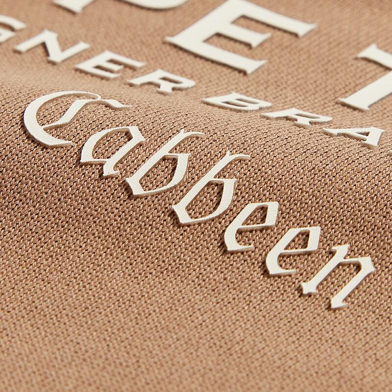 Cabbeen Letter Print Heavyweight Sweatshirt Cardigan