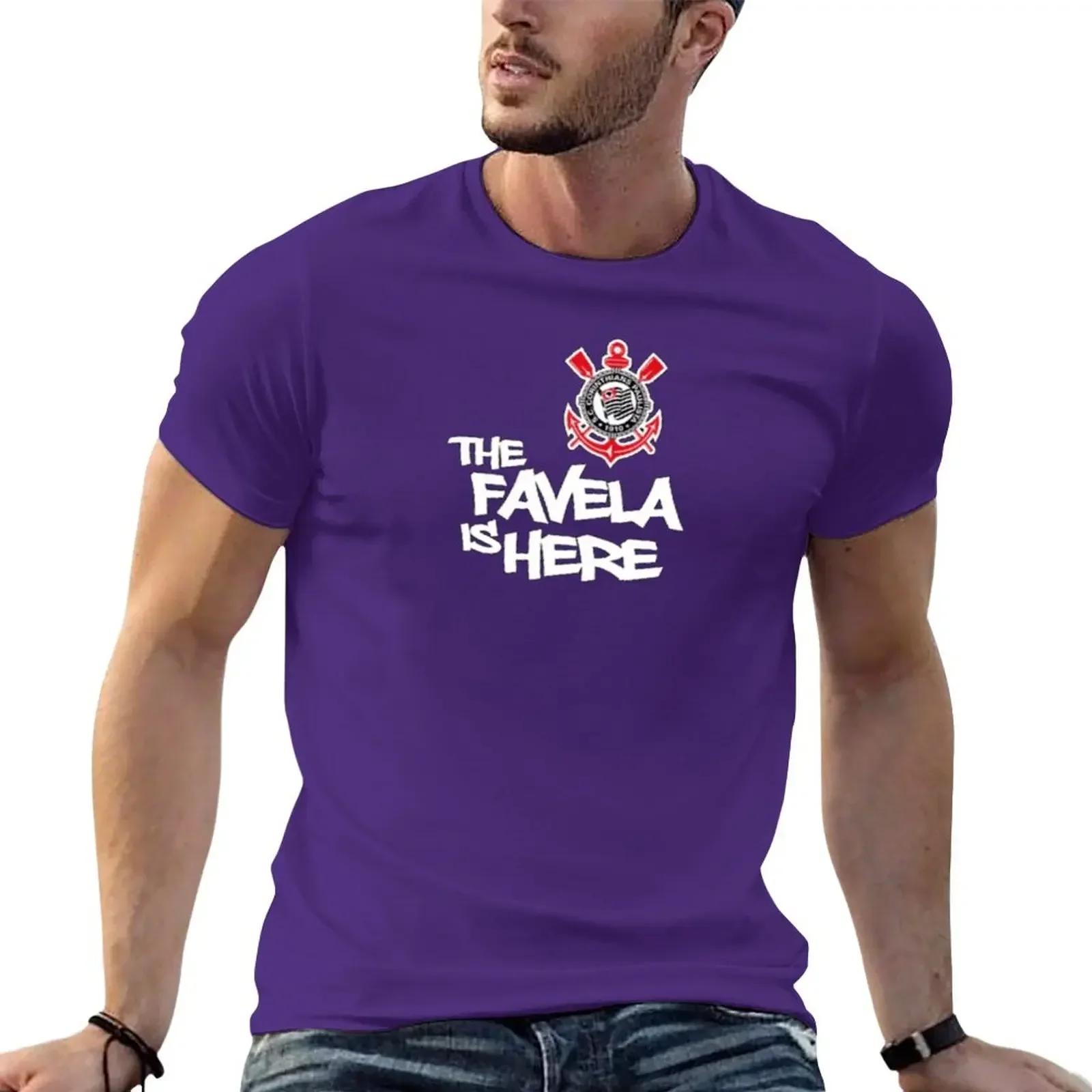 BenberFashion Corinthians T-shirt De favela is hier T-shirt sportfans effen getailleerde t-shirts voor heren XL