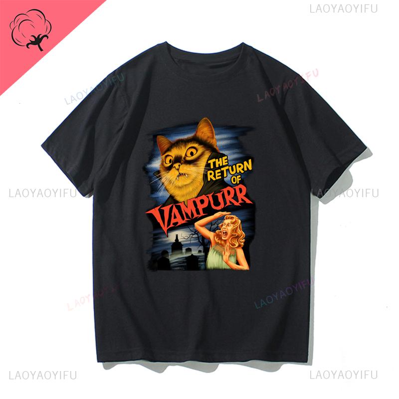 American Retro Short-sleeved T-shirt, Vampire Hong Kong-style Men's and Women's Trendy New Pure Cotton Camiseta