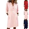 Women's Loose-fitting Fashionable Ruffled Long-sleeved Cotton Linen Shirt Dress