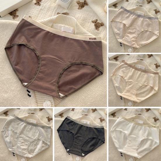 6 Pcs Women's Cotton Underwear Mid Waist Ladies Full Coverage Panties Soft Stretch Cheeky Bikini Briefs