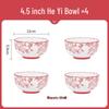 ZISIZ Rose Queen Ceramic Rice Bowl Set