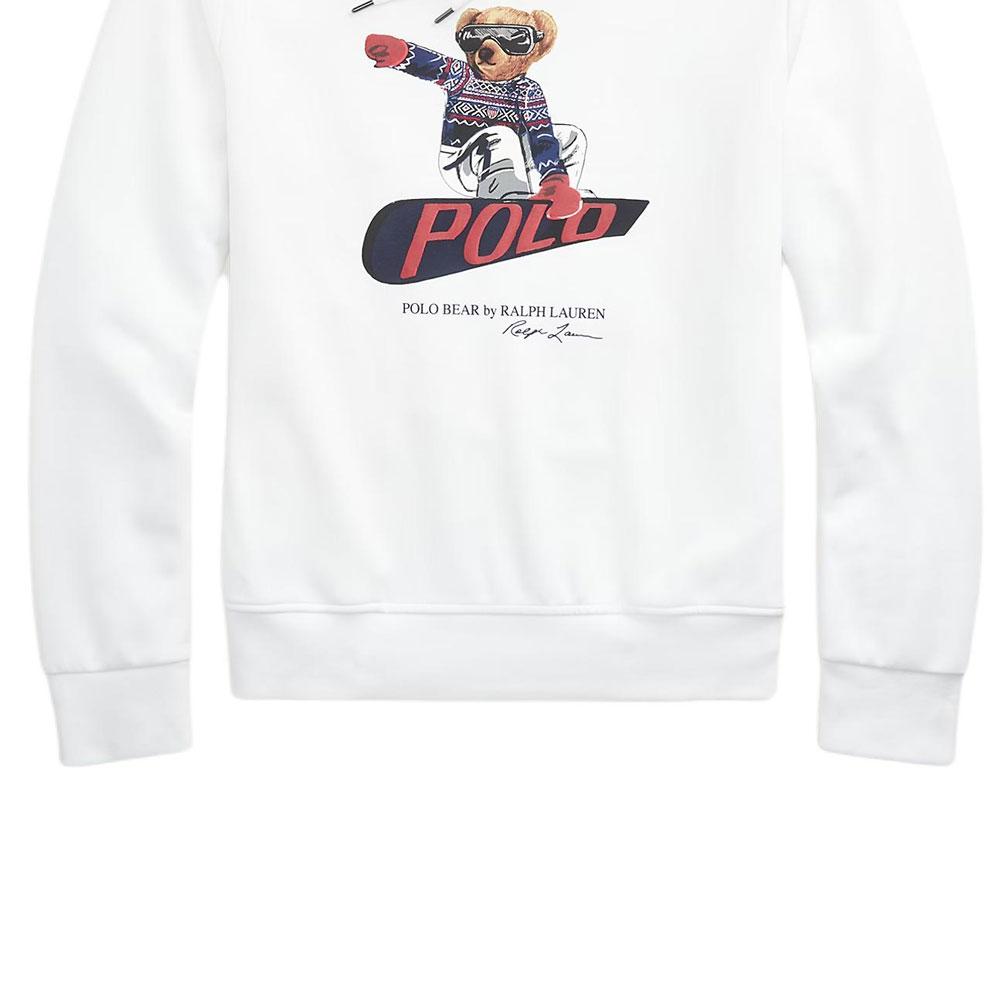 Polo Ralph Lauren Bear Ski Pattern Hooded Long Sleeve Fleece Sweatshirt Men Sweatshirt White MNPOKNI16821904-100
