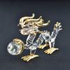 Fourcart Handmade Glass Feng Shui Purification Dragon with Ball, 2-inch X 3-Piece Set