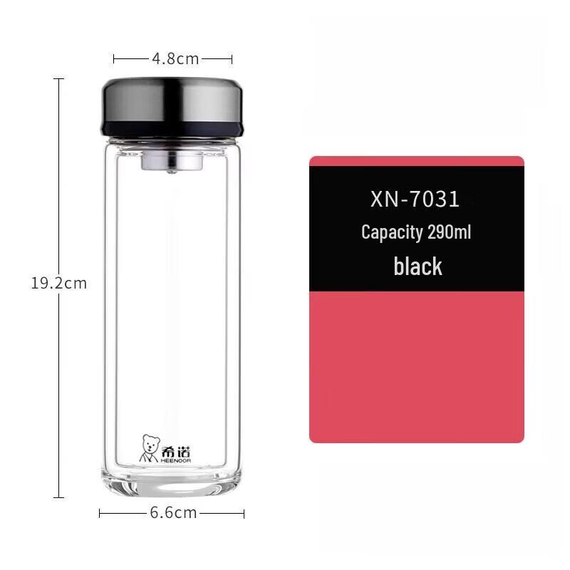 Heenoor XN-7031 Double Wall Glass Tea Cup, 290ML