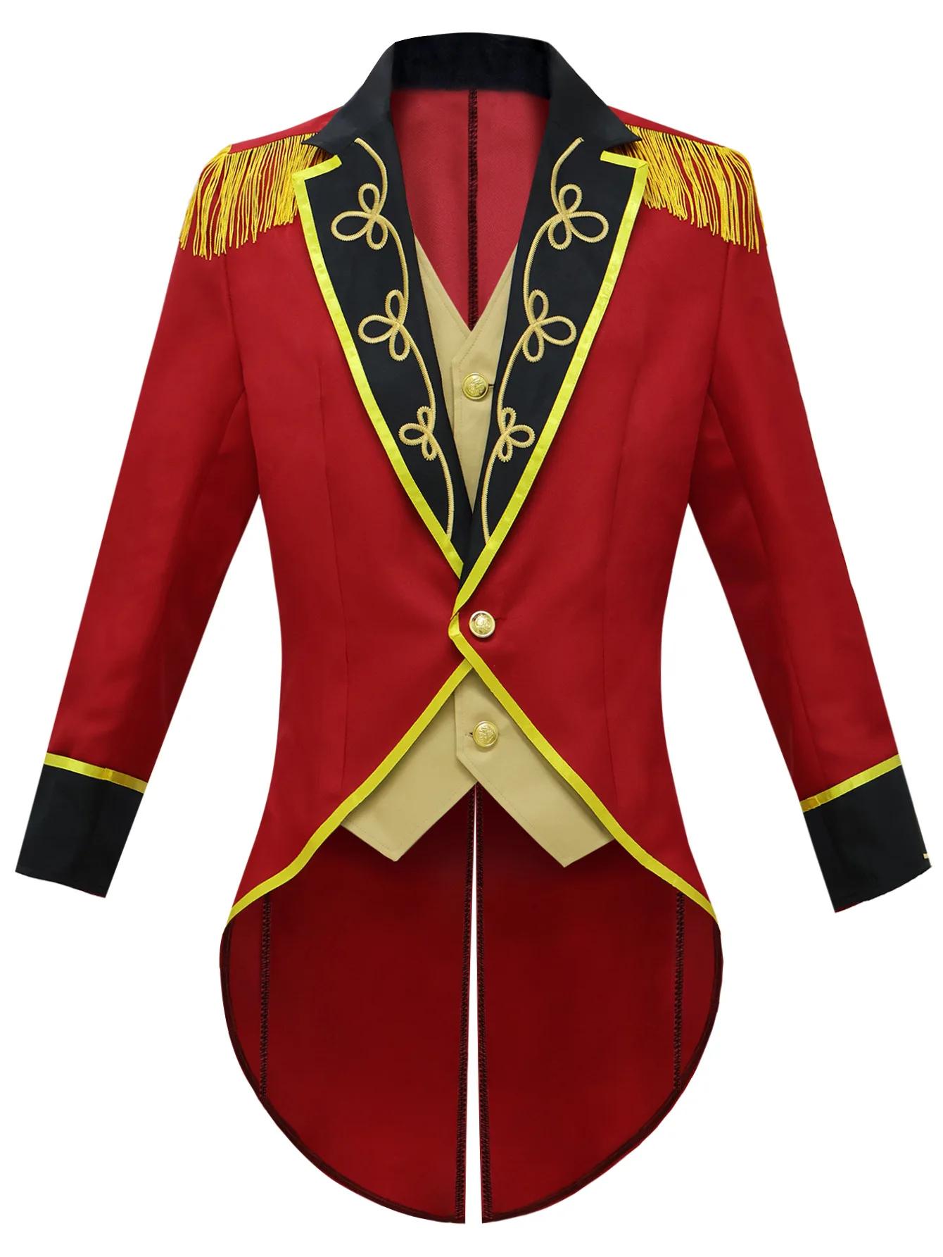 

Circus Ringmaster Mens Cosplay Uniforms Medieval Vintage Coat Stand Collar Jackt Princess Stage Shown Performance Costume L 50-55kg бежевый