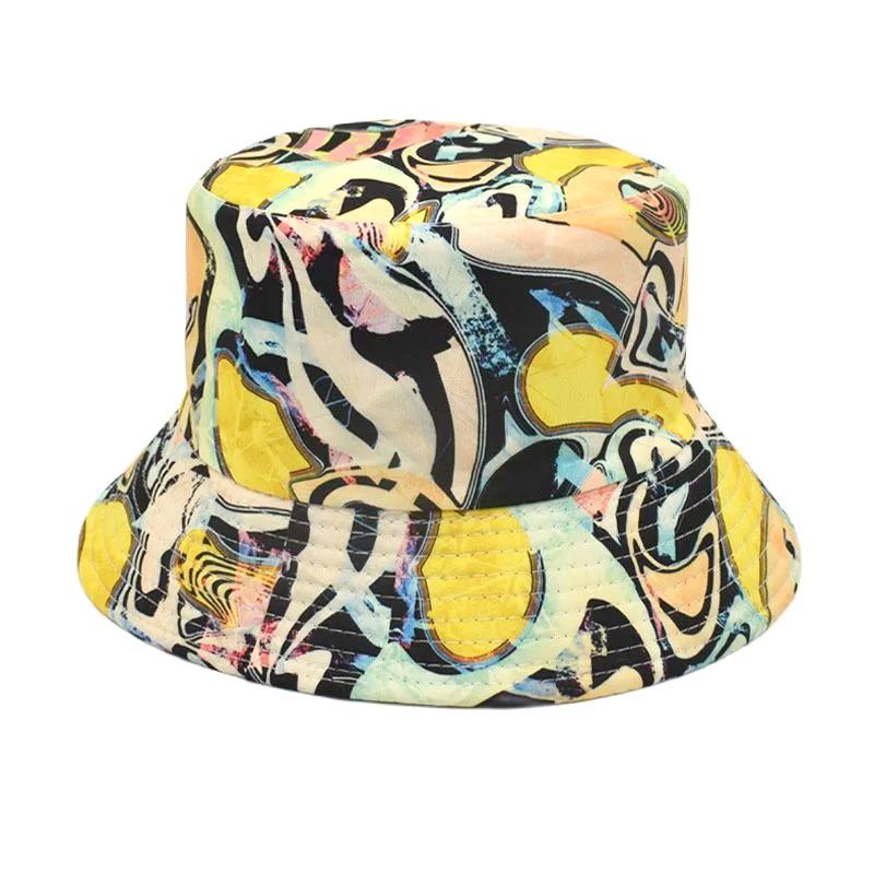 Spring and Summer Polyester Print Bucket Hat Fisherman Hat Outdoor Travel Sun Cap for Men and Women 11