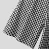 INCERUN Men Zipper  High Waist Plaid Print Casual Loose Straight Capri Pants