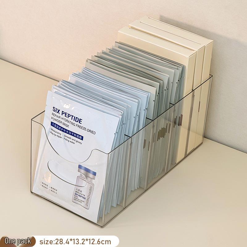 Large Transparent Cosmetic Organizer: Skincare & Mask Storage Box with Compartments