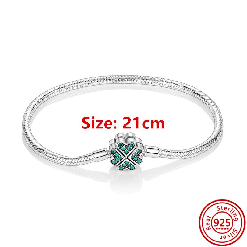 Nytt 925 Sterling koppar Grön Zirkon Fyrklöver Hjärta Hänge Lyckobringande Pärlor Passar Original Pantaro Berlockarmband DIY Zirkon