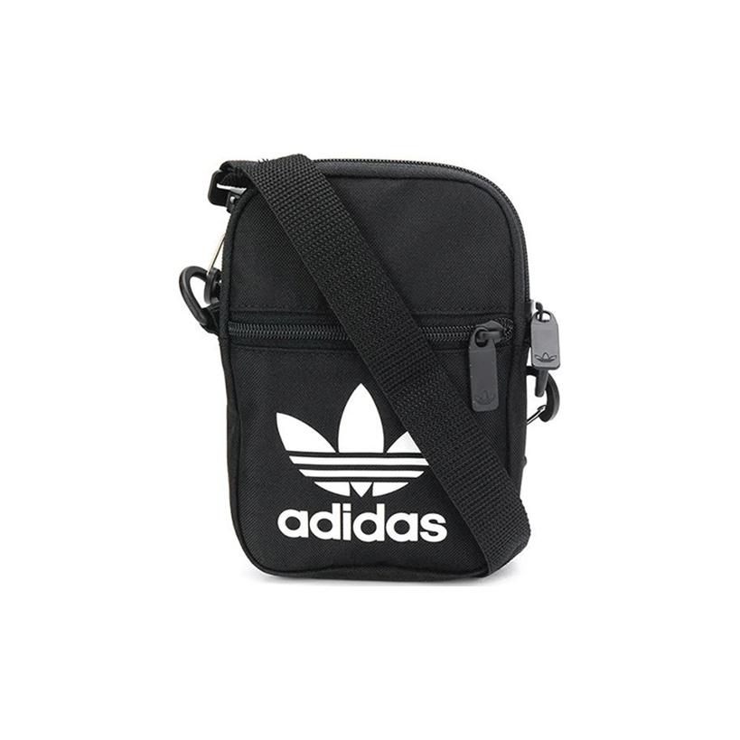 adidas Originals Trefoil Large Logo Print Zipper Polyester Phone Bag Shoulder Crossbody Mini Unisex Bags Black EI7411