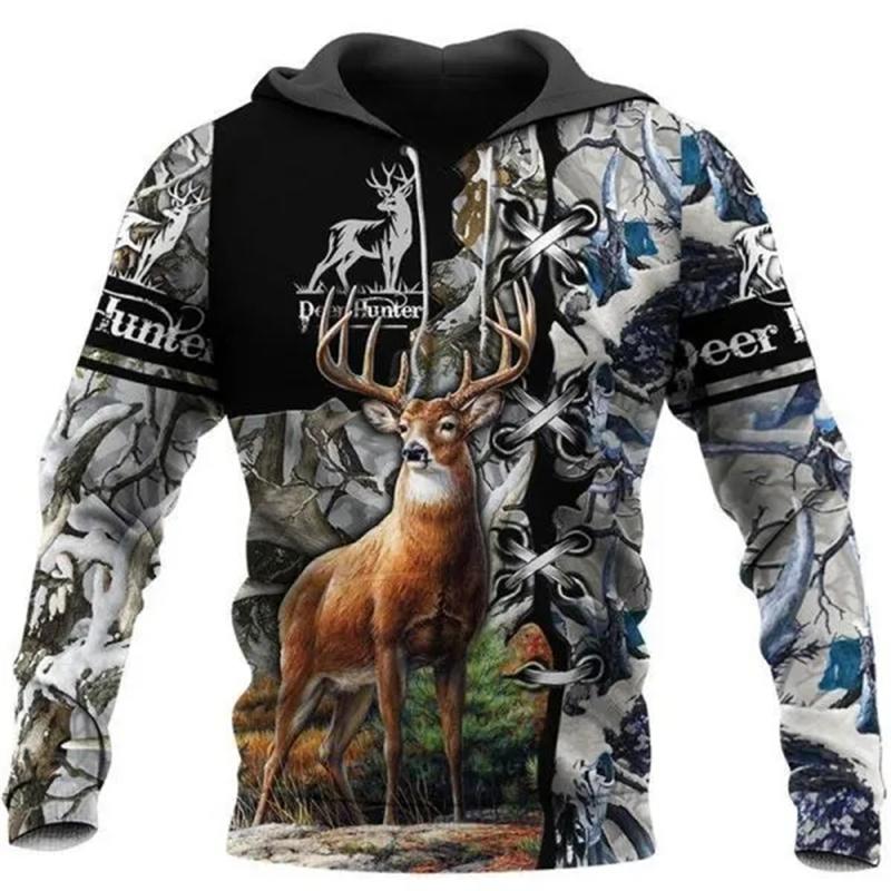 Fashion Deer Hunting Camo Hoodie Cool Slim Jacket Costume Coat 3d Sweatshirts Animal Men Women Casual Christmas Hoodie Tops