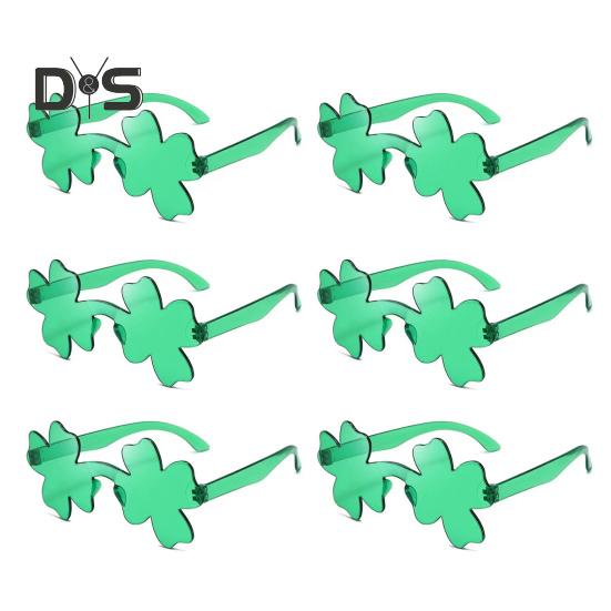 

6 пар ул.. Солнцезащитные очки Shamrock ко Дню Святого Патрика, легкие очки без оправы с изображением четырехлистного клевера, ирландские праздничные вечеринки, реквизит для фотосъемки зелёный