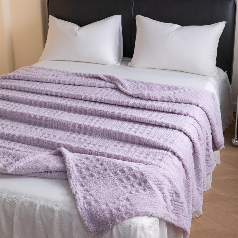 Reversible Waffle Jacquard Blanket - Multi-functional, Can Be Used As a Throw or Cover, Thick Plush,