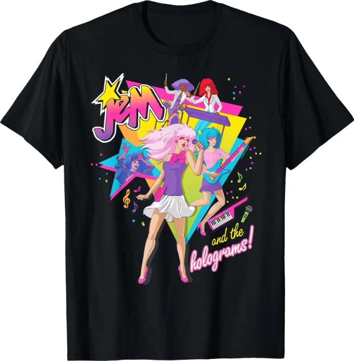 Jem and The Holograms Full Band Rocking Out 80 s Rock Retro T-Shirt M