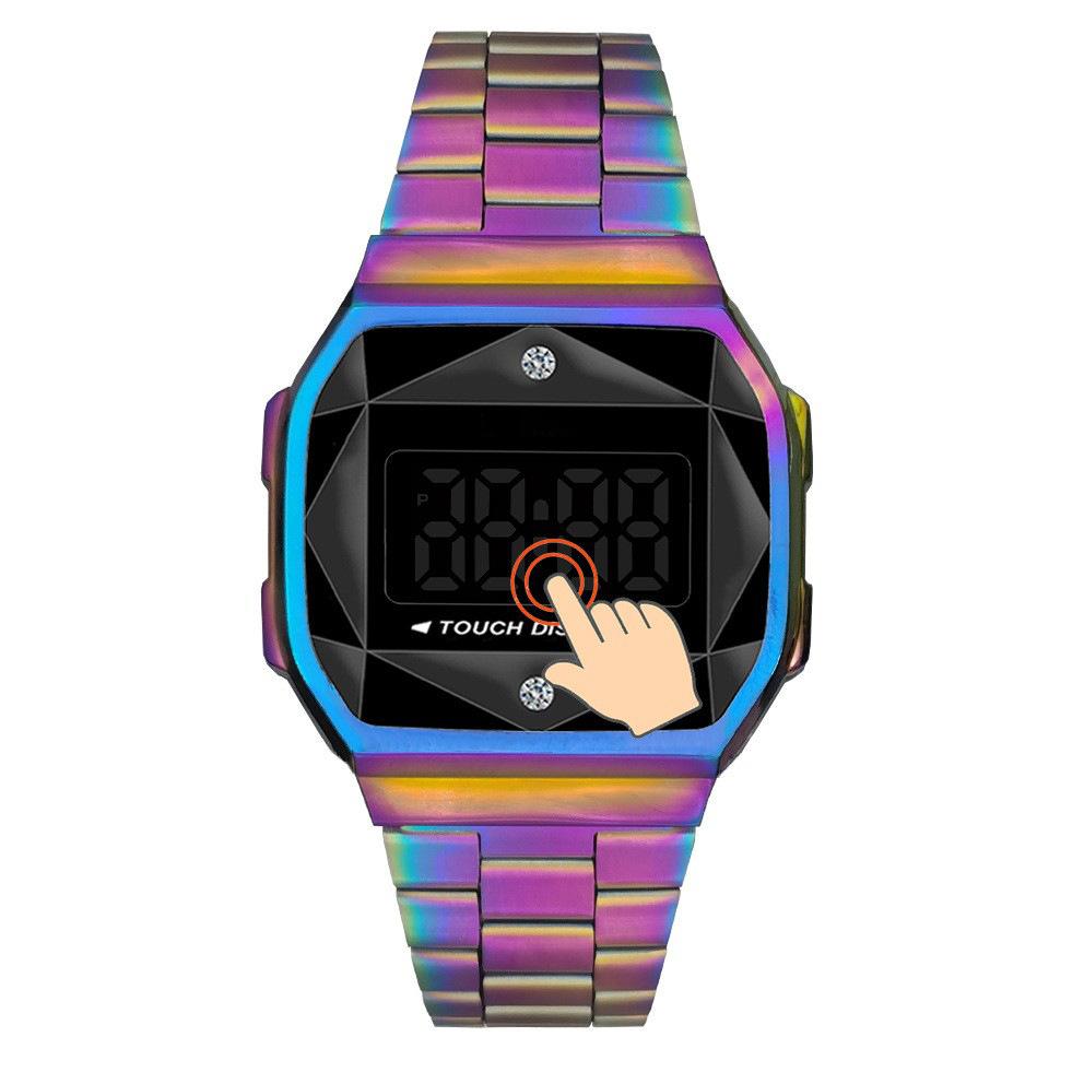 Reloj Electrónico T-66 Caja de Aleación Reloj LED Táctil Resistente al Agua Pantalla Táctil Esfera de Diamante