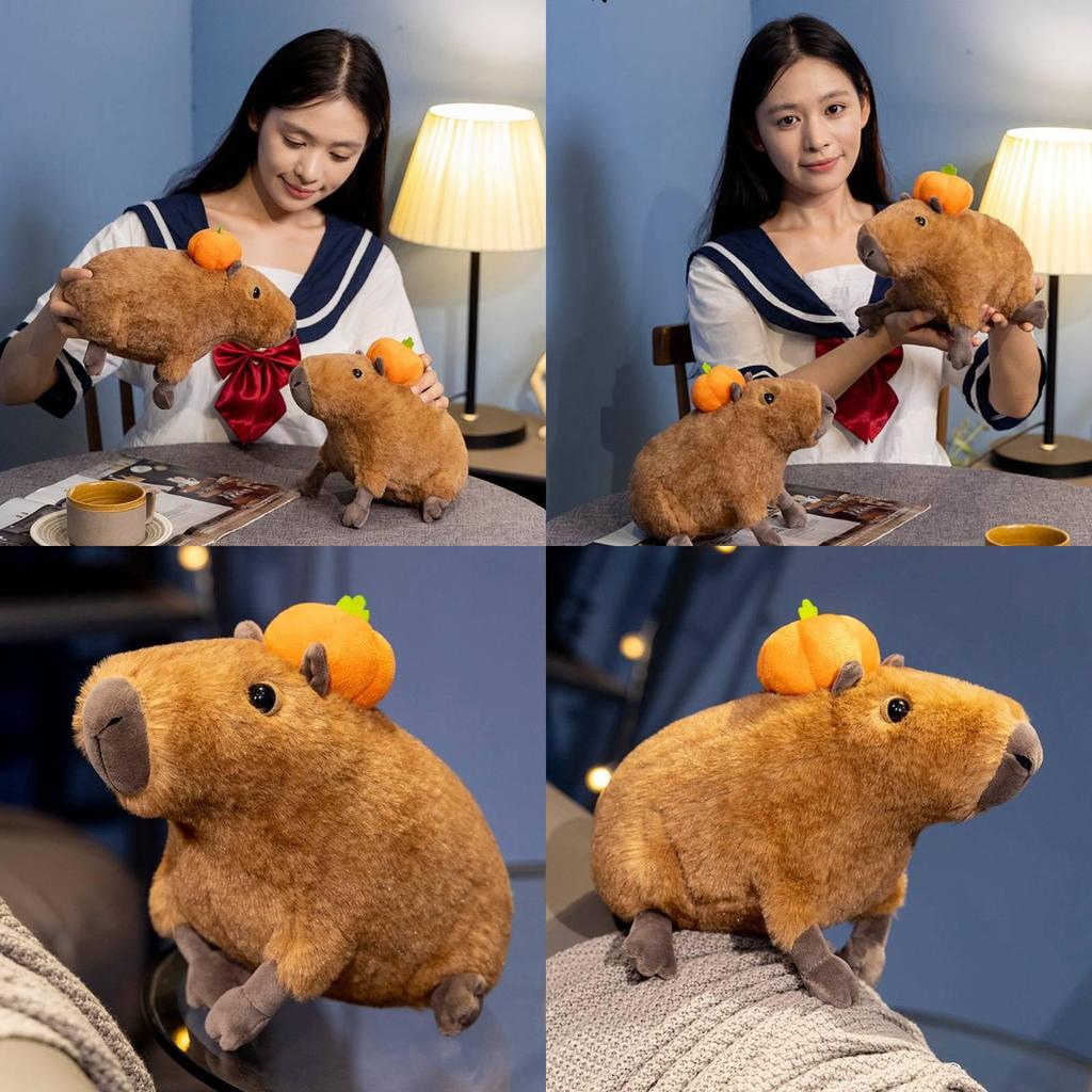 Adorable Orange Capybara Plush Toy Soft Cuddly Stuffed Animal Doll For Kids