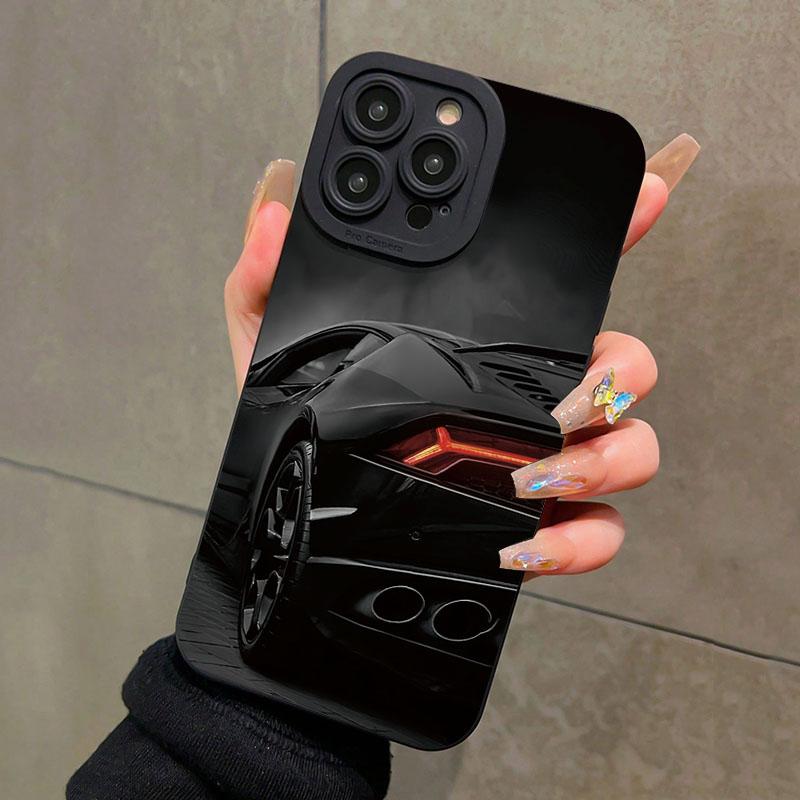 Black Sports Car Print Soft TPU Phone Case For iPhone 17 Air 16 E 15 14 13 12 11 Pro Max Plus Mini SE 2020 2022 Soft Cover