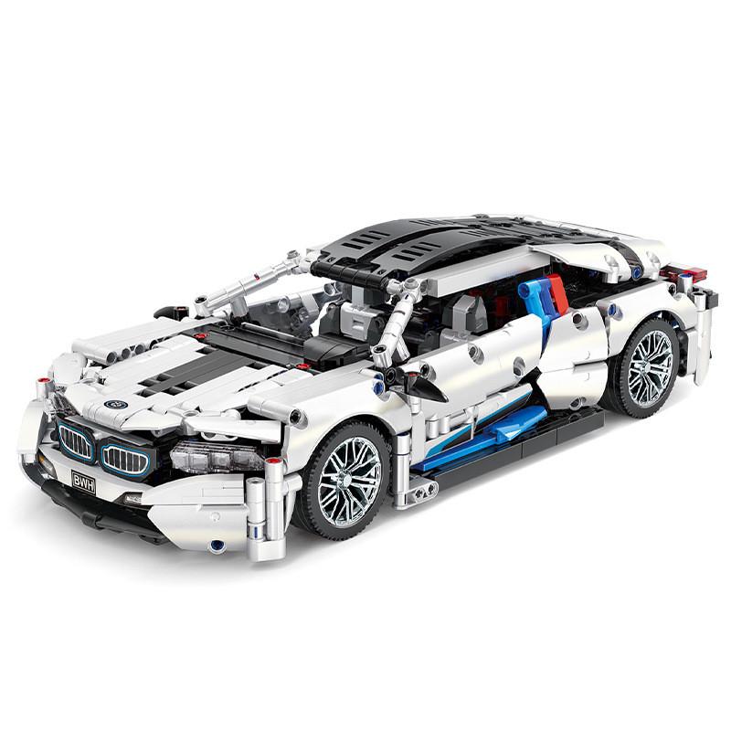 

White Sports Car Model Assembly Building Block Toy With Lighting Function For Creative Kids Education And Play