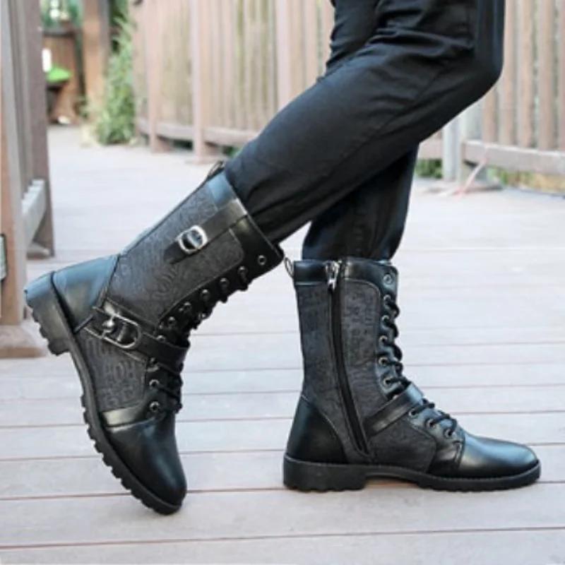 Men's Boots High Cut Trendy With Zip Male Shoes Original Deals Offers Cheap New Y2k Classic Fashion Designer In Promotion